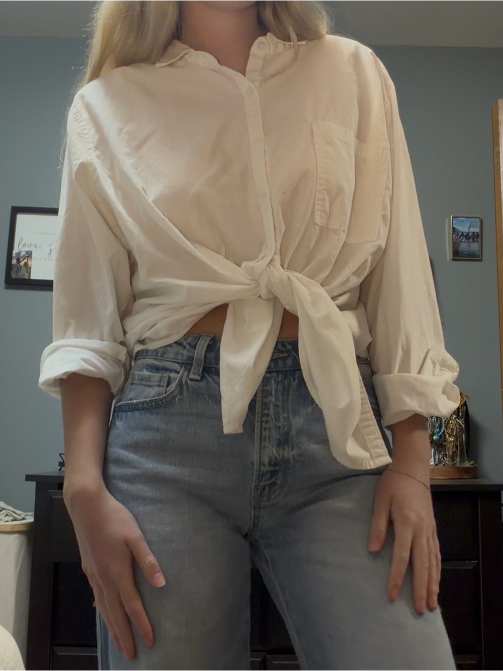 Maurices White Long Sleeve Casual Button-Down Shirt